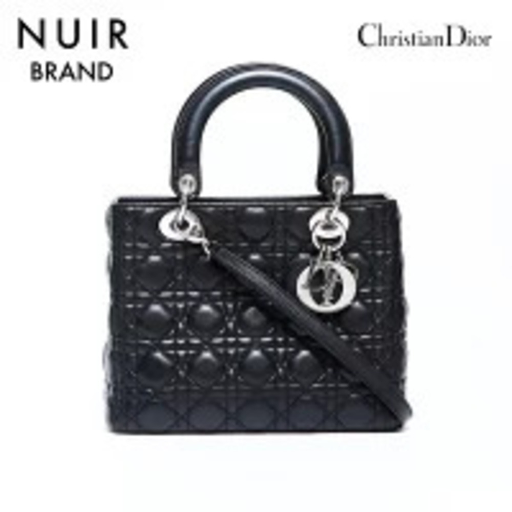 Christian Dior Lady Leather Shoulder Bag Black - Picture 1 of 13